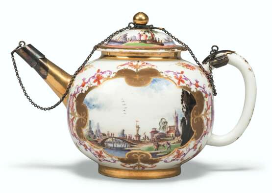 A GILT-METAL-MOUNTED MEISSEN PORCELAIN TEAPOT AND COVER - photo 1