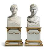 A PAIR OF F&#220;RSTENBERG WHITE BISCUIT PORCELAIN BUSTS OF THE KING AND QUEEN OF WESTPHALIA - photo 1