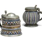 TWO PEWTER-MOUNTED DIPPOLDISWALDE STONEWARE TANKARDS AND COVERS - фото 1