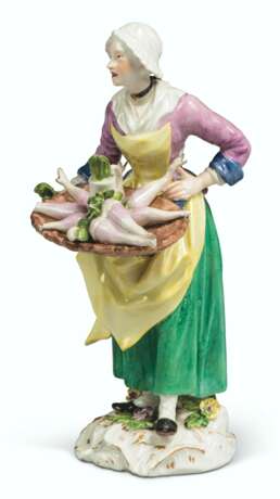 A MEISSEN PORCELAIN FIGURE OF A WHITE RADDISH SELLER FROM THE `CRIS DE PARIS` SERIES - Foto 1