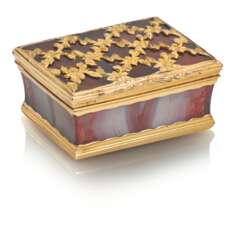 A GEORGE III GOLD-MOUNTED HARDSTONE PATCH-BOX