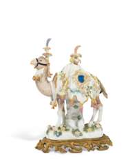 AN ORMOLU-MOUNTED MEISSEN PORCELAIN MODEL OF A CAPARISONED CAMEL