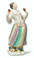 A MEISSEN PORCELAIN COMMEDIA DELL&#39;ARTE FIGURE OF A COLUMBINE FROM THE DUKE OF WEISSENFELS SERIES