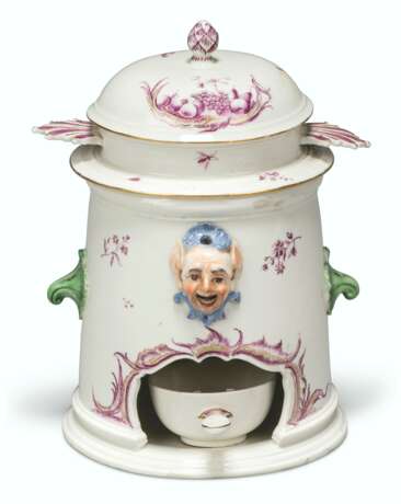 A H&#214;CHST PORCELAIN TWO-HANDLED NIGHT-LIGHT FOOD-WARMER (VEILLEUSE), COVER, LINER AND PAN - photo 1