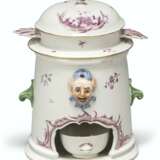 A H&#214;CHST PORCELAIN TWO-HANDLED NIGHT-LIGHT FOOD-WARMER (VEILLEUSE), COVER, LINER AND PAN - фото 1