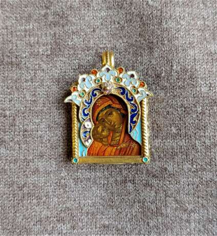 Icône «Icône portée sur le corps de la Mère de Dieu.», Martin Koval (né en 1980), Argent 925, Émail cloisonné, Classicisme, Ukraine, 2021 - photo 1