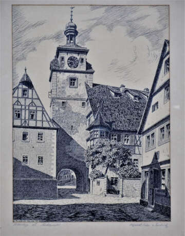 Federzeichnung Rothenburg ob der Tauber - sign. W. Friedrich, Weimar, 1933 - фото 1