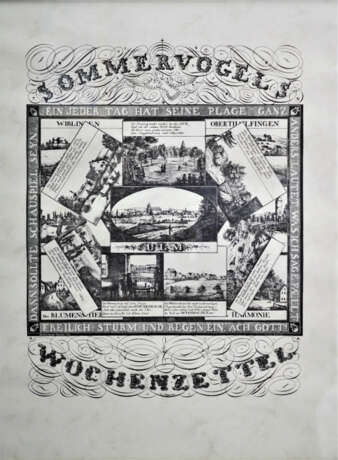 Lithographie "Sommervogels Wochenzettel Ulm" - фото 1