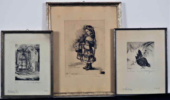 Willy Bolsinger (1892, Ebingen-?) - Konvolut Radierungen, 3 Stück - photo 1
