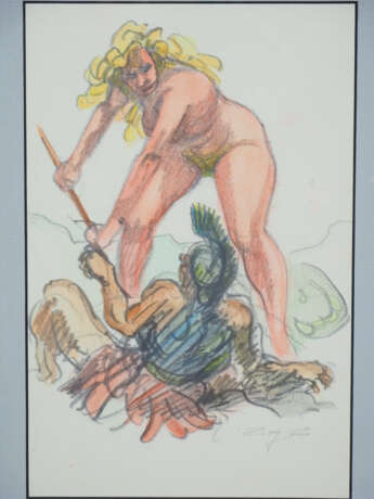 Richard Ziegler (1891-1992, Pforzheim) - Zwei erotische Druckgraphiken, koloriert - Foto 1