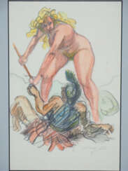 Richard Ziegler (1891-1992, Pforzheim) - Zwei erotische Druckgraphiken, koloriert