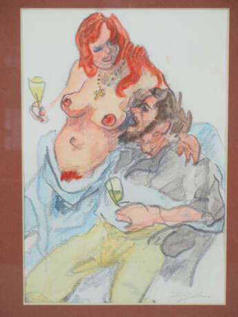 Richard Ziegler (1891-1992, Pforzheim) - Zwei erotische Druckgraphiken, koloriert - photo 2