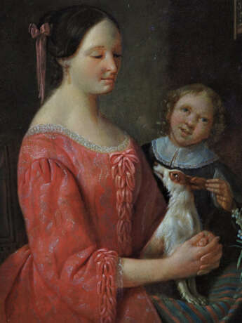 Christian Friedrich Fues (1772, Tübingen - 1836, Nürnberg) - Porträt Mutter mit Kind und Hund - photo 3