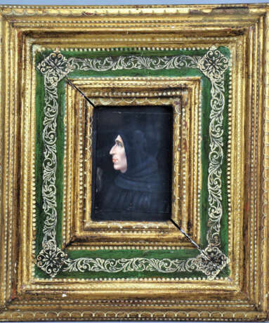 Miniatur Porträt einer Frau mit Kopftuch, 19. Jh. - Foto 1
