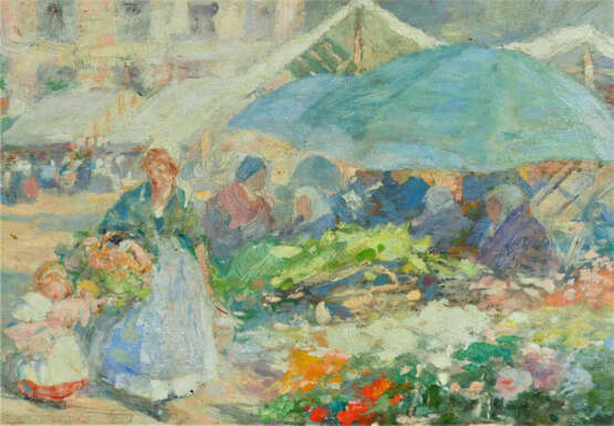 Gennaro Befani (1866, Neapel - 1949, Bagneux) - Blumenmarkt, Ende 19. Jh. - Foto 4