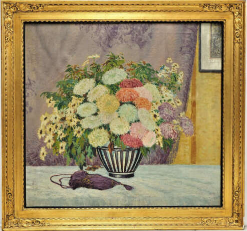 Karel Schadt (1888-1955, Pribram) - Großes Blumenstillleben im Rahmen - Foto 1