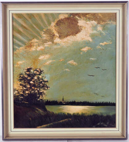 Gemälde Landschaft mit See - sign. "Schmidt" - photo 1