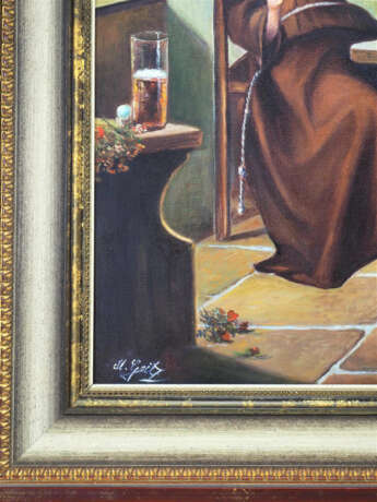 Mia Geitz - Gemälde Mönch beim Kartenspiel - Foto 2