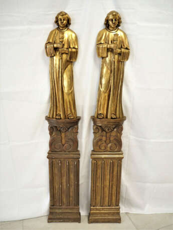 Paar Kerzenträger Ministranten aus Holz, wohl Ende 19. Jh. - photo 1