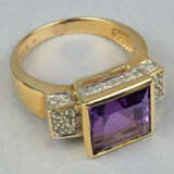 9kt Gold Amethyst Ring mit kl. Diamant Splittern - фото 1