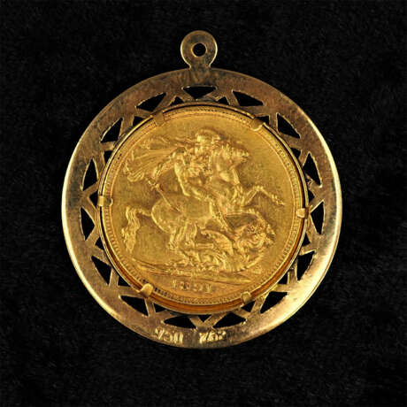 Münzanhänger mit Goldmünze: Großbritannien, Victoria, 1 Sovereign, 1891 - фото 2