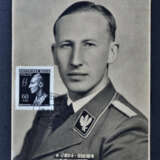 Soldatenporträt Reinhard Heydrich mit SS Briefmarke, gestempelt Budweis 1943 - фото 1