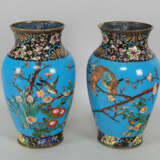 Paar Vasen mit Emaille Verzierungen, Cloisonné Vasen - Foto 1