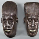 Paar afrikanische Masken, wohl Makonde, Ebenholz - Foto 1