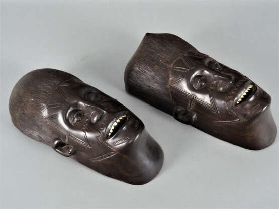 Paar afrikanische Masken, wohl Makonde, Ebenholz - Foto 2
