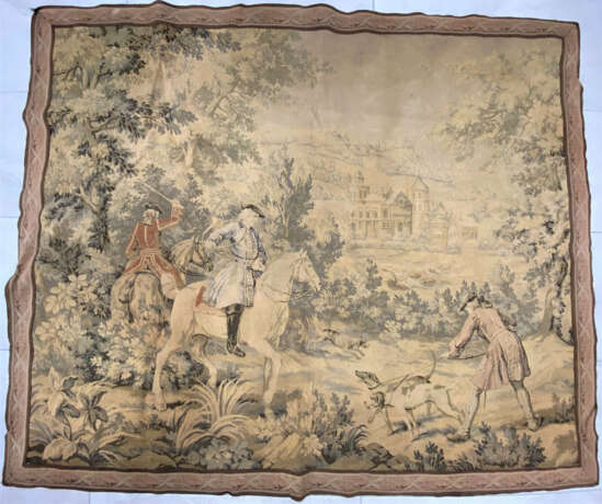 Antike Tapisserie mit Jagdszene, um 1900 - 190x160 cm - Foto 1