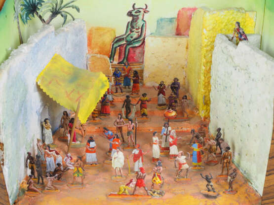 Diorama mit Zinnfiguren, fein handbemalt, Thema Sklavenmarkt in Babylon - photo 1