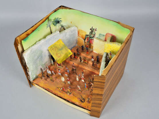 Diorama mit Zinnfiguren, fein handbemalt, Thema Sklavenmarkt in Babylon - Foto 2