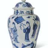 A BLUE AND WHITE 'LADIES' JAR AND COVER - photo 2