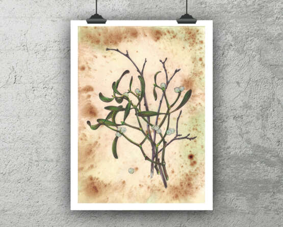 Design Painting “Mistletoe.”, Paper, Mixed media, Realist, Flower still life, Ukraine, 2021 - photo 4