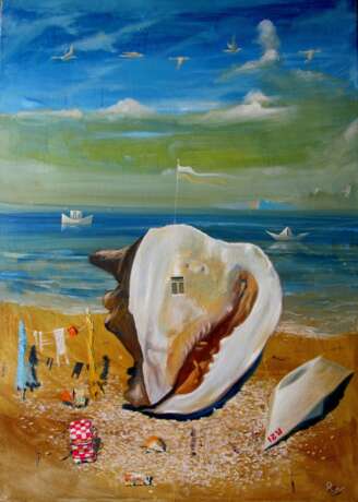 Home by the sea. oil painting oil on canvas (diptych) Surrealism Ukraine 2021 - photo 1