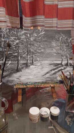 Design Painting “Snow in the park”, акрил на холсте мдф, Russia, 2021 - photo 4