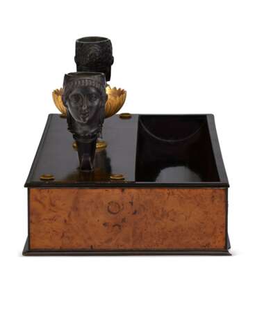 A CONSULAT ORMOLU, PATINATED-BRONZE, EBONY AND BURR BIRCH INKWELL - photo 3