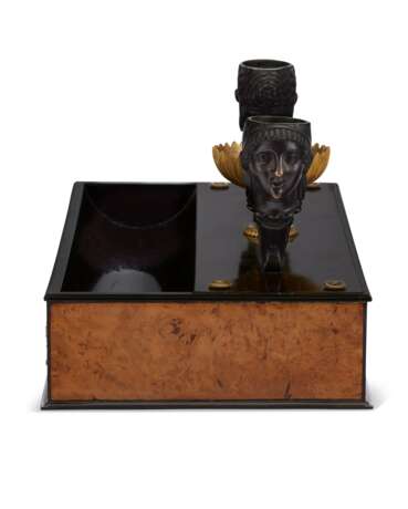 A CONSULAT ORMOLU, PATINATED-BRONZE, EBONY AND BURR BIRCH INKWELL - photo 4