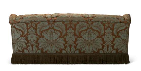 A SATIN DAMASK UPHOLSTERED THREE-SEAT SOFA - photo 4