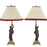 A PAIR OF FRENCH ORMOLU, PATINATED-BRONZE AND MARBLE LAMPS - photo 2