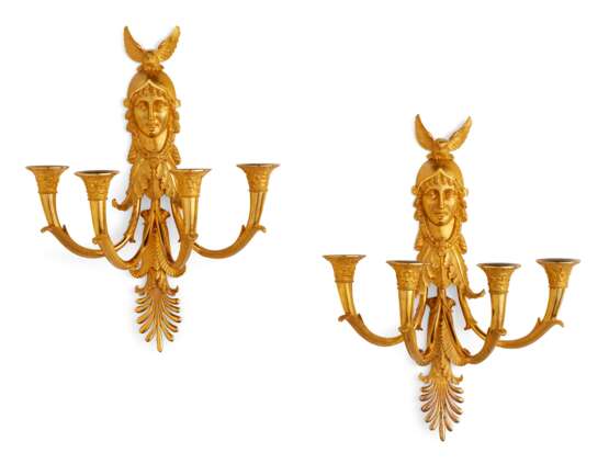A PAIR OF RUSSIAN ORMOLU FOUR-BRANCH WALL-LIGHTS - фото 1