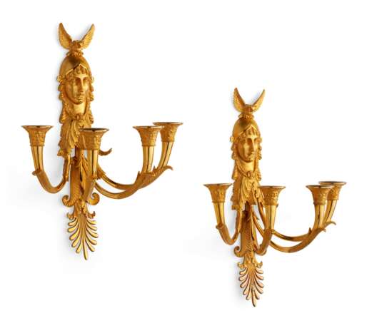 A PAIR OF RUSSIAN ORMOLU FOUR-BRANCH WALL-LIGHTS - фото 2