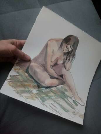 Watercolor drawing “Nude”, Paper, Watercolor, Figurative, Genre Nude, Russia, 2021 - photo 2