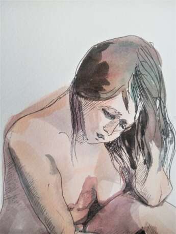 Watercolor drawing “Nude”, Paper, Watercolor, Figurative, Genre Nude, Russia, 2021 - photo 3
