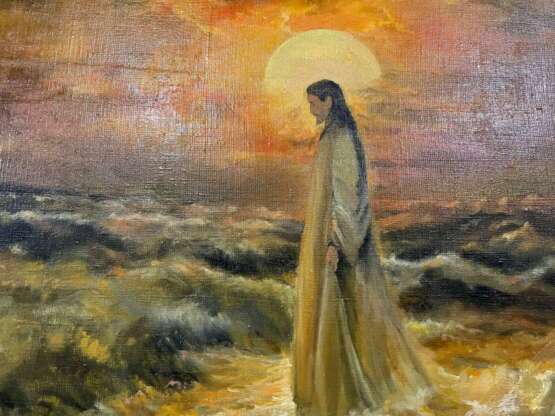 Иисус идущий по воде Масло на холсте на подрамнике Масляные краски Живопись действия Россия 2004 г. - фото 3