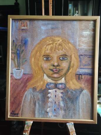 Девочка с голубыми глазами Fiberboard Oil paint Impressionism Portrait Ukraine 2021 - photo 1