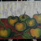 Натюрморт Золотые яблоки холст льняной Peinture à l'huile Impressionnisme Nature morte Ukraine 2021 - photo 2