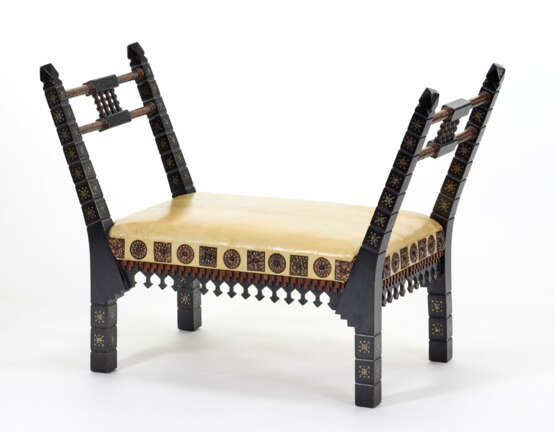 Bench in carved and inlaid wood - Foto 1