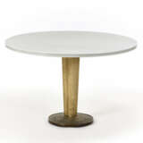 Table with circular top in Carrara statuary marble, double-bull edge and groove - photo 1