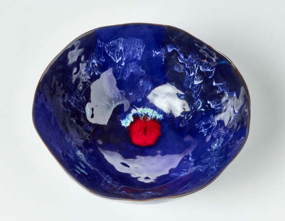 Ceramic bowl glazed in blue and red - Foto 4